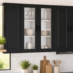 Black Wall Glass Cabinet for Kitchen Storage