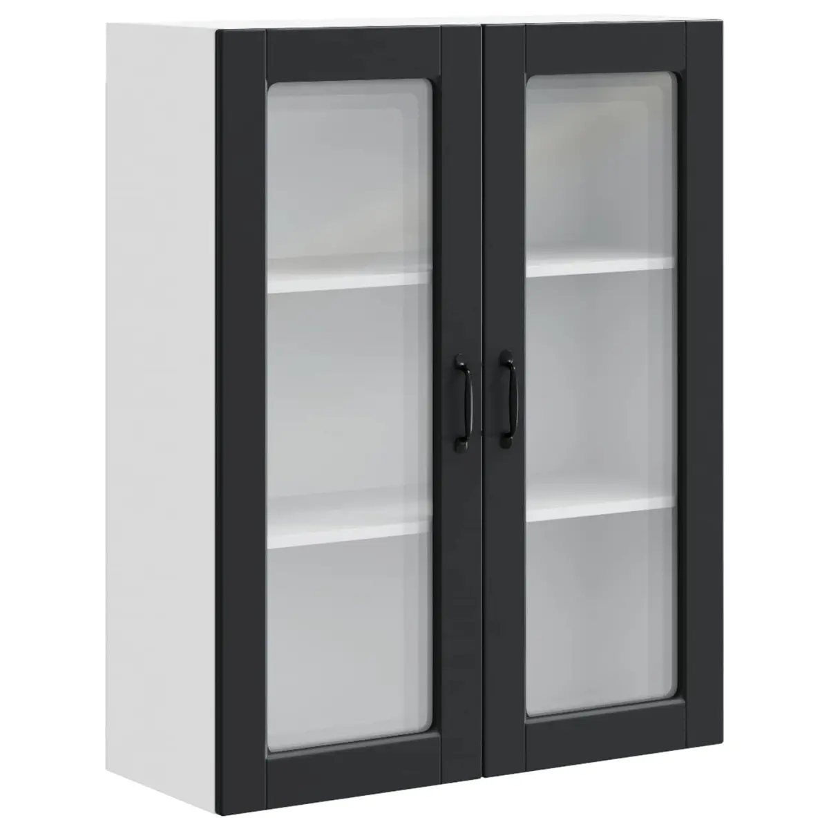 Wall Mounted Kitchen Cabinet Black 80x31x100cm Engineered Wood Glass Elements