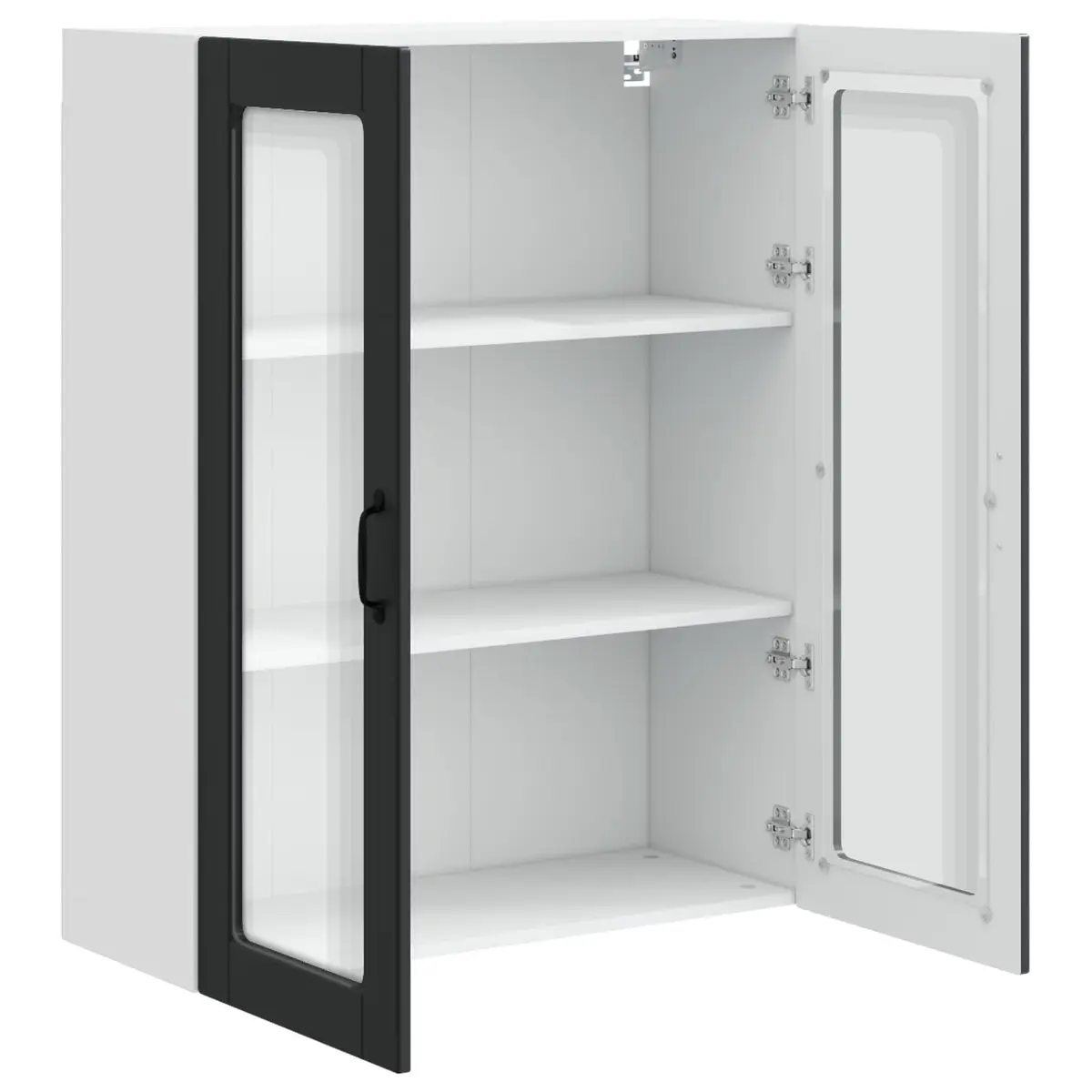 Wall Mounted Kitchen Cabinet Black 80x31x100cm Engineered Wood Glass Elements