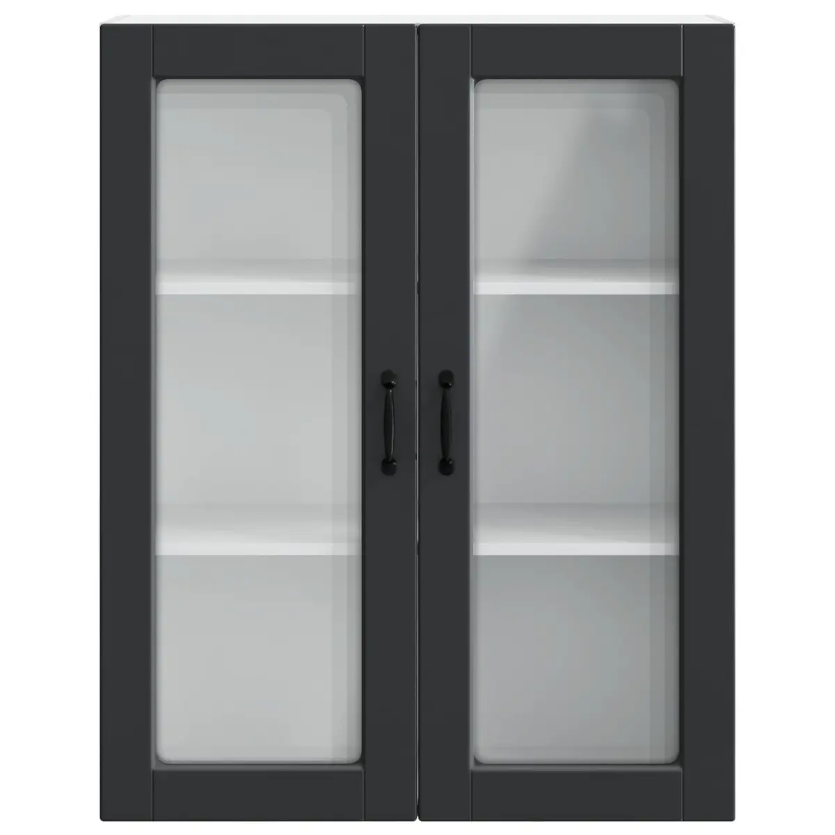 Wall Mounted Kitchen Cabinet Black 80x31x100cm Engineered Wood Glass Elements