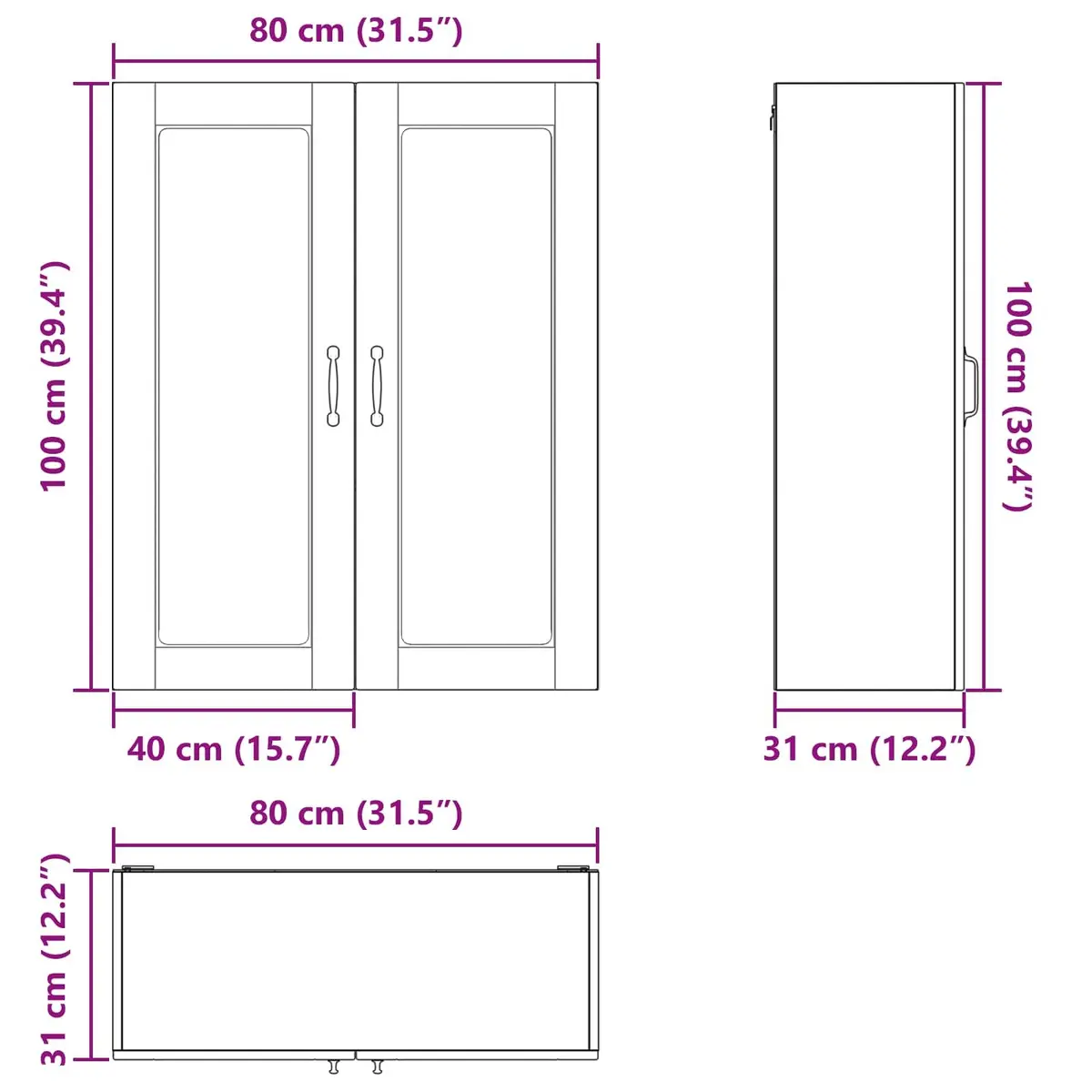 High Gloss White Wall Mounted Kitchen Cabinet