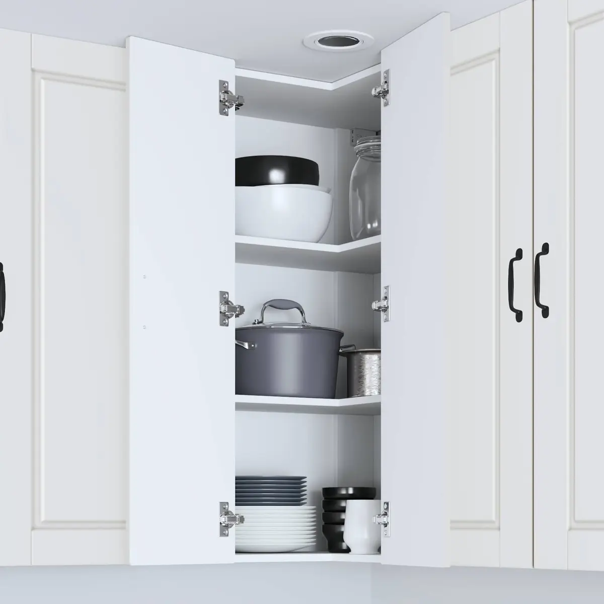 Corner Kitchen Cabinet in White for Organized Storage