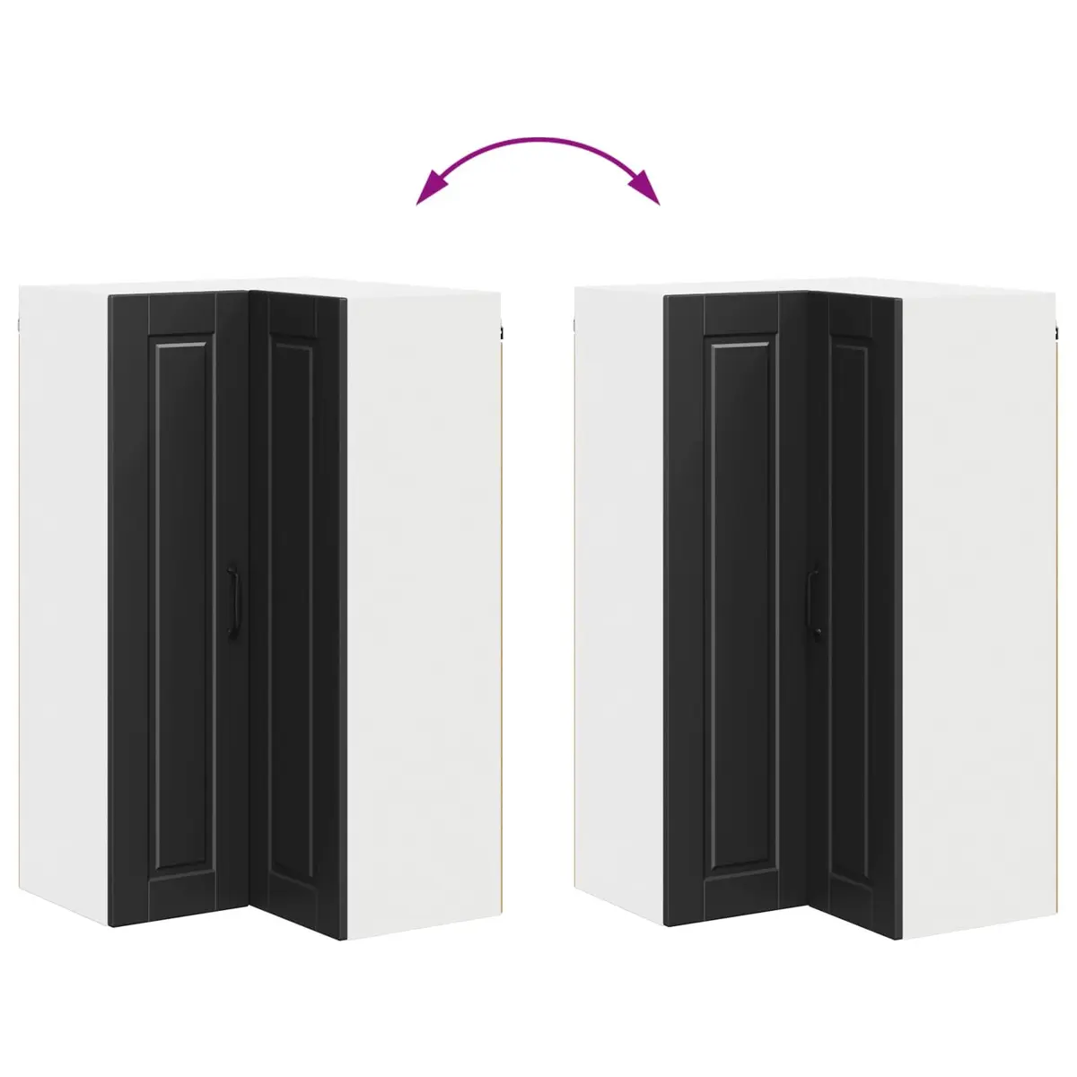 Black Wall Corner Kitchen Cabinet with Storage Shelves