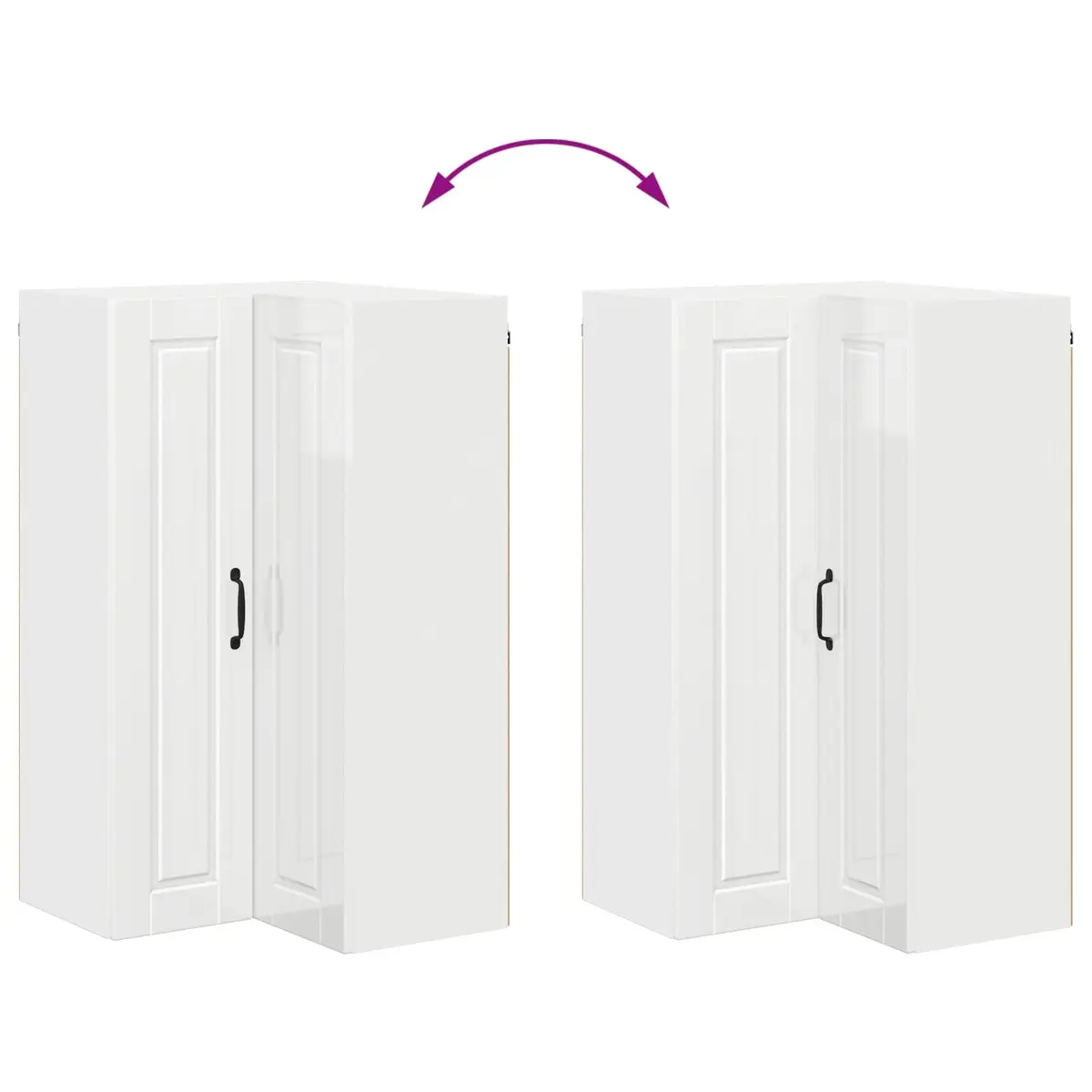Wall Corner Kitchen Cabinet High Gloss White Modern Storage Unit Engineered Wood