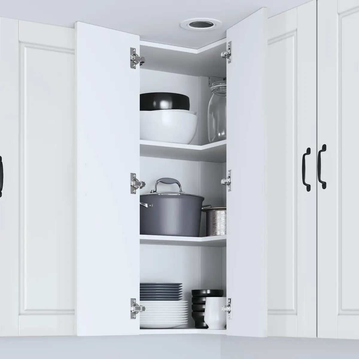 Wall Corner Kitchen Cabinet High Gloss White Modern Storage Unit Engineered Wood
