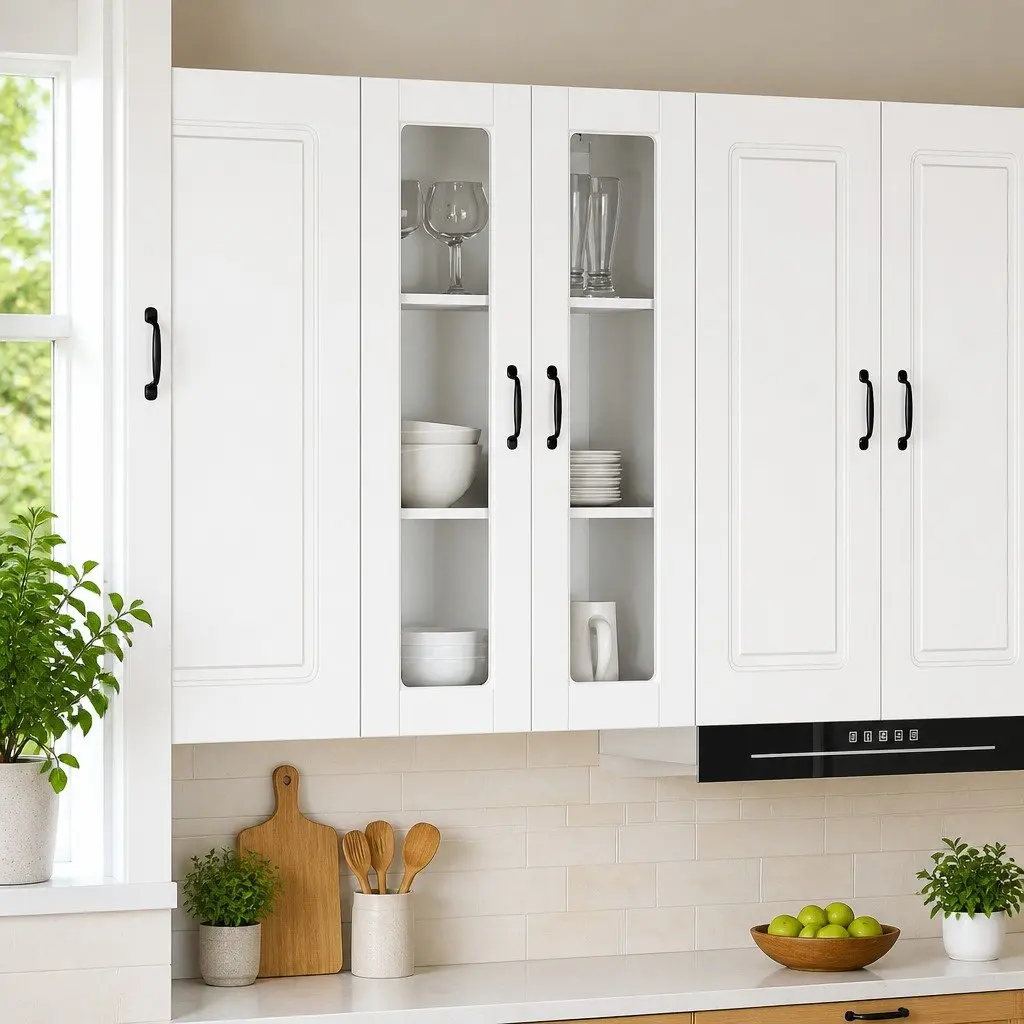 White Wall Glass Kitchen Cabinet 60x31x100cm