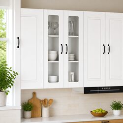 White Wall Glass Kitchen Cabinet 60x31x100cm