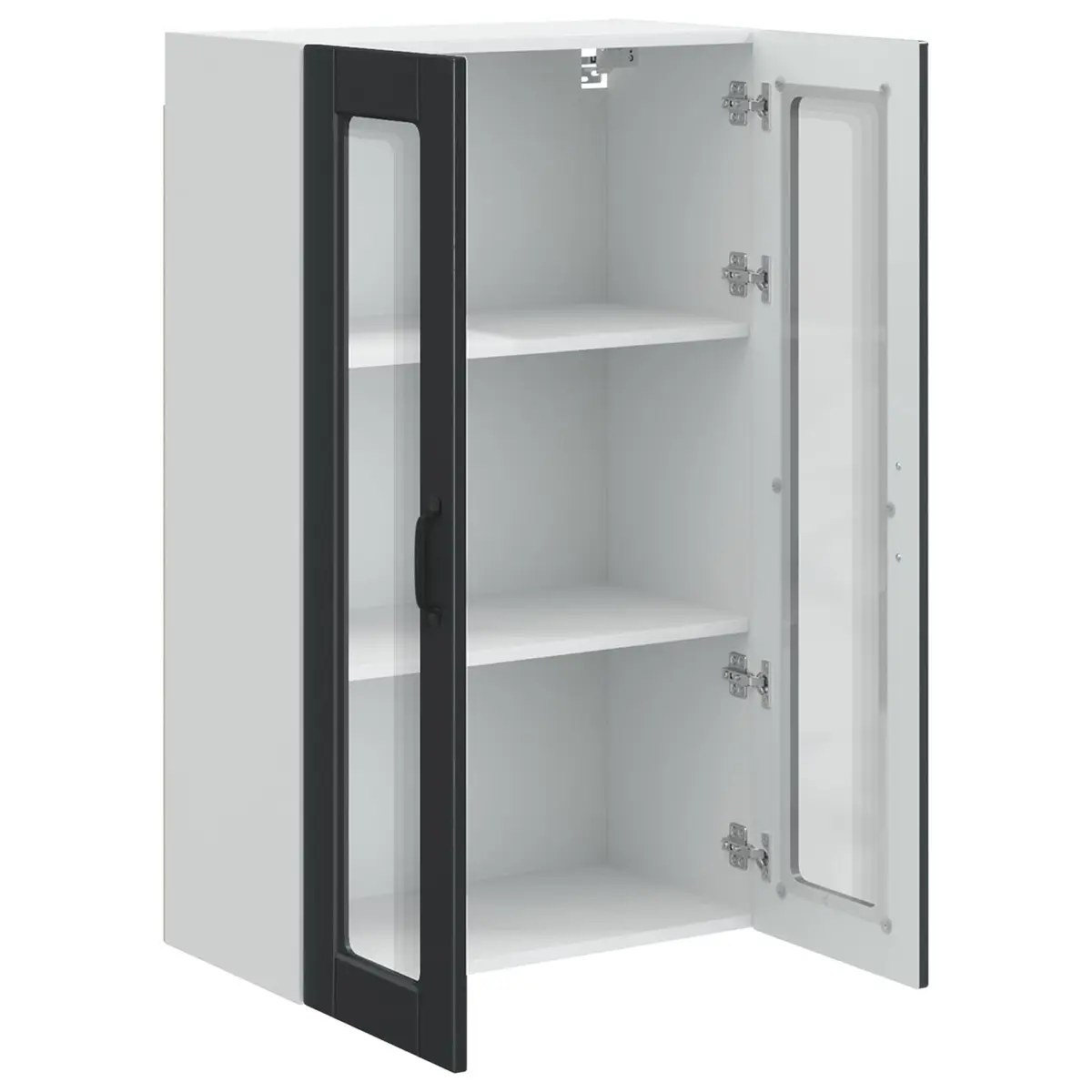Wall-Mounted Glass Kitchen Cabinet in Black 60x31x100cm