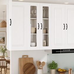 High Gloss White Wall Glass Cabinet for Kitchen Storage