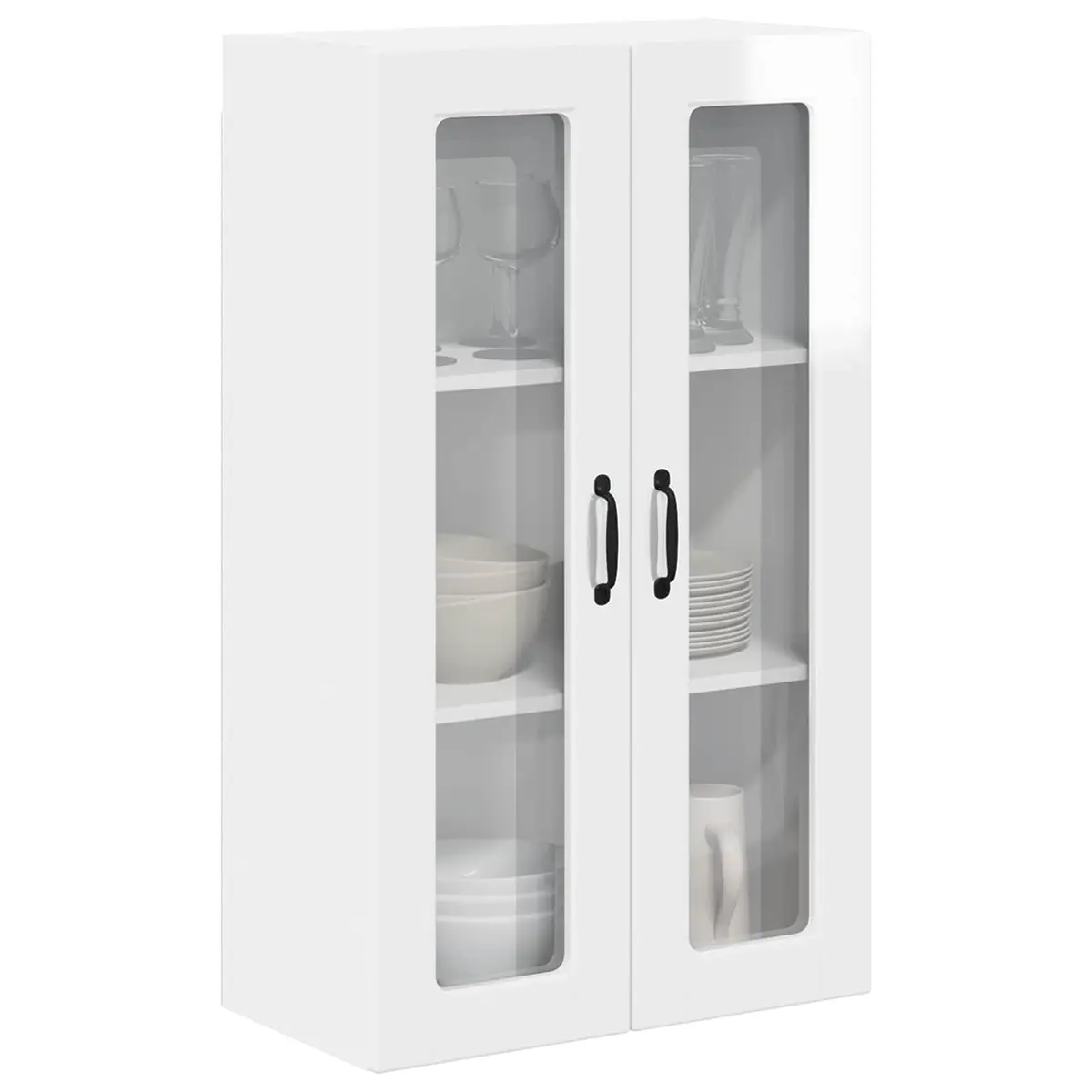Wall Cabinet High Gloss White Wall-Mounted Kitchen Storage Compartment Engineered Wood 60 x 31 x 100 cm