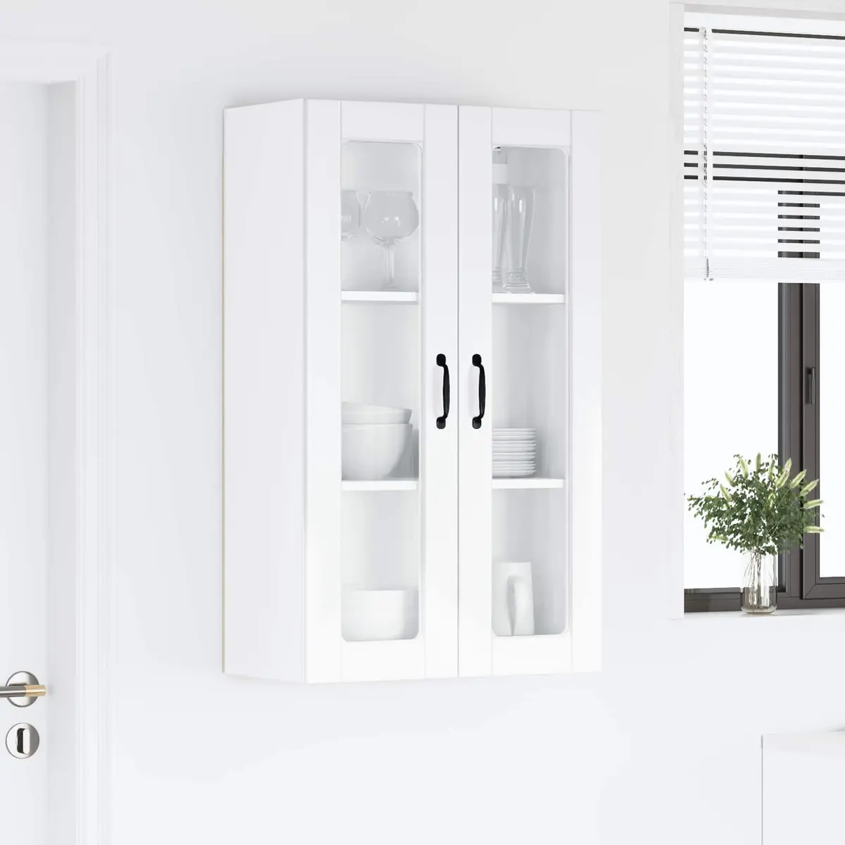 Wall Cabinet High Gloss White Wall-Mounted Kitchen Storage Compartment Engineered Wood 60 x 31 x 100 cm