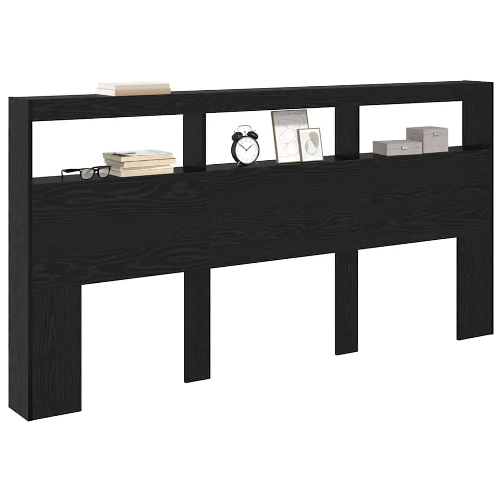 Black Engineered Wood Headboard with LED Light 200cm