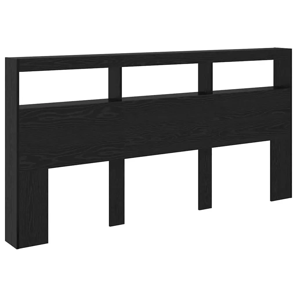 Black Engineered Wood Headboard with LED Light 200cm