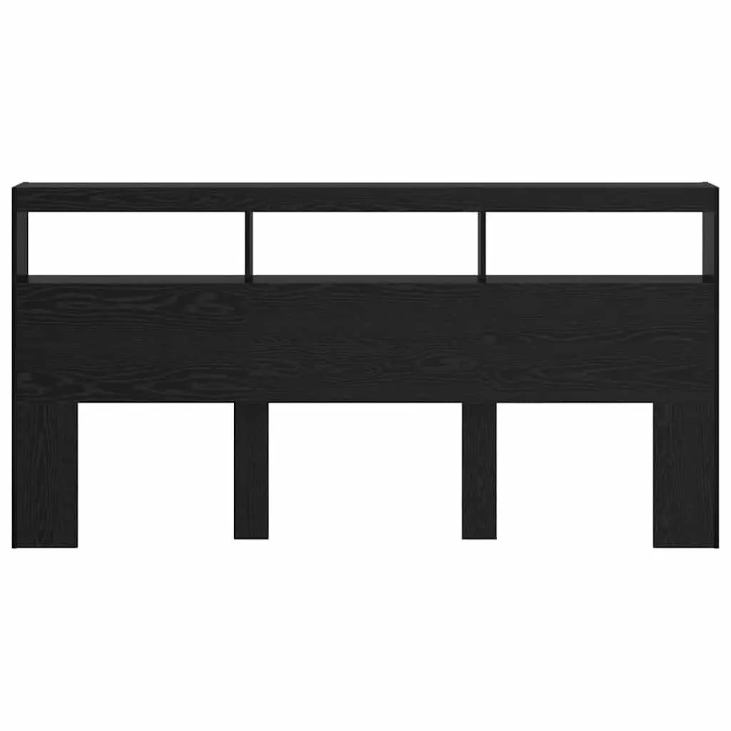 Black Engineered Wood Headboard with LED Light 200cm