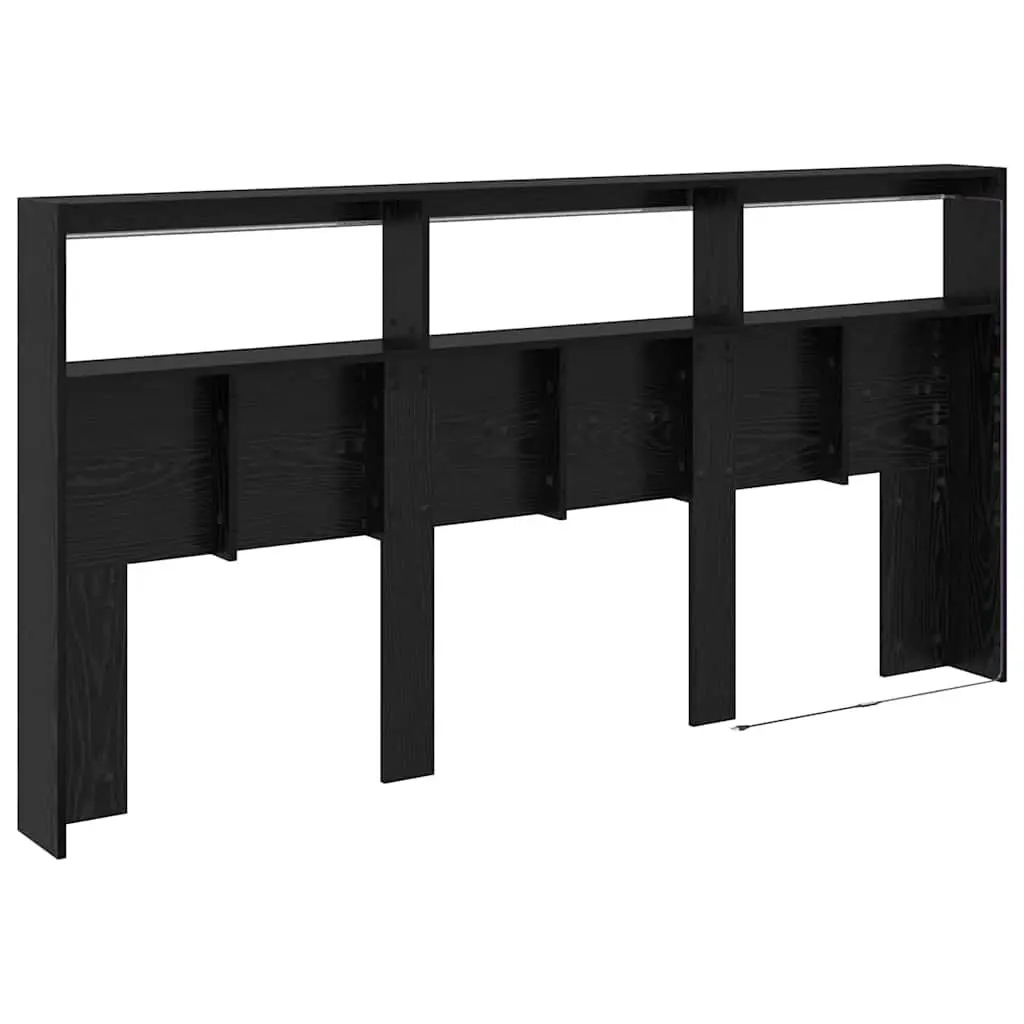 Black Engineered Wood Headboard with LED Light 200cm
