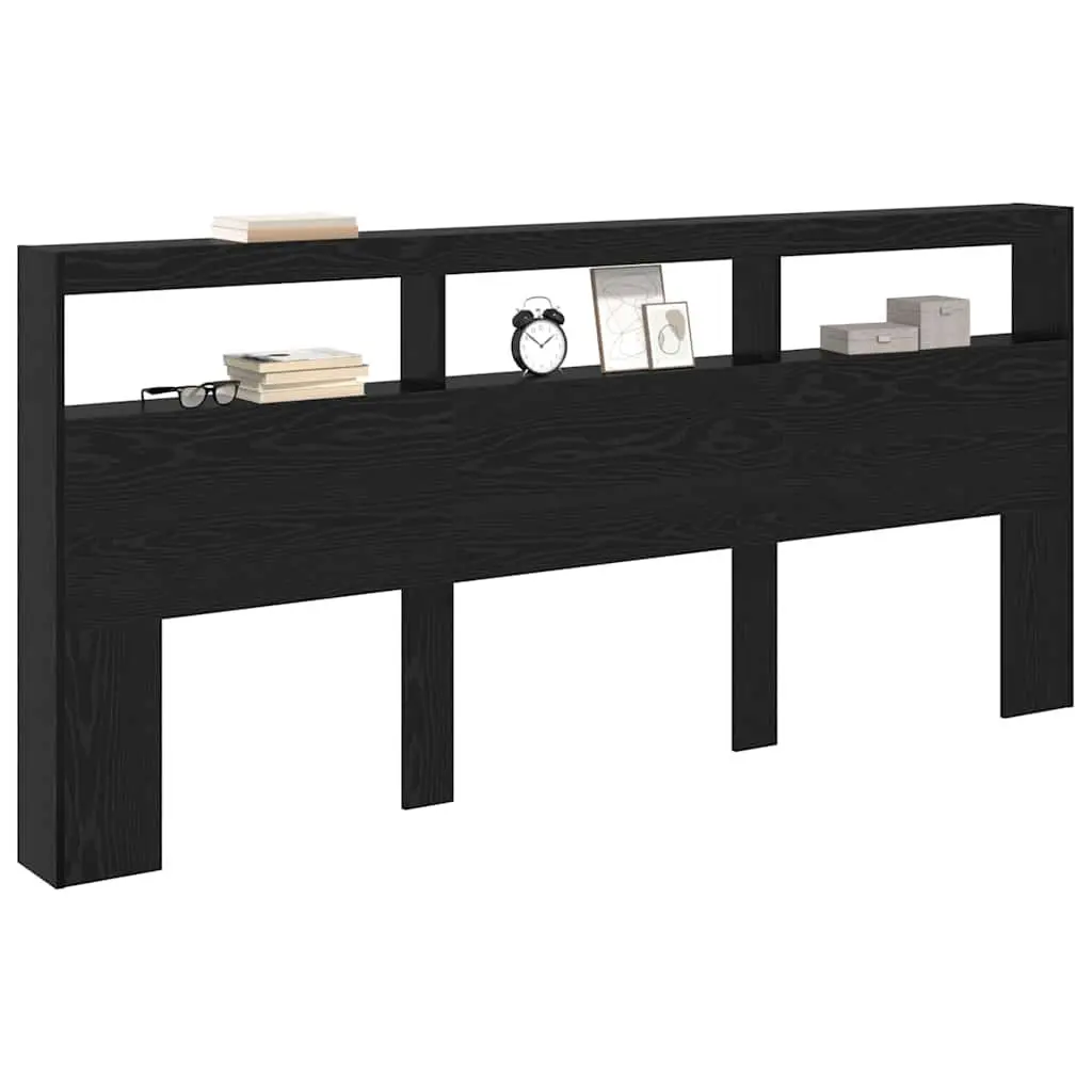 Black Oak Engineered Wood Headboard with LED Light