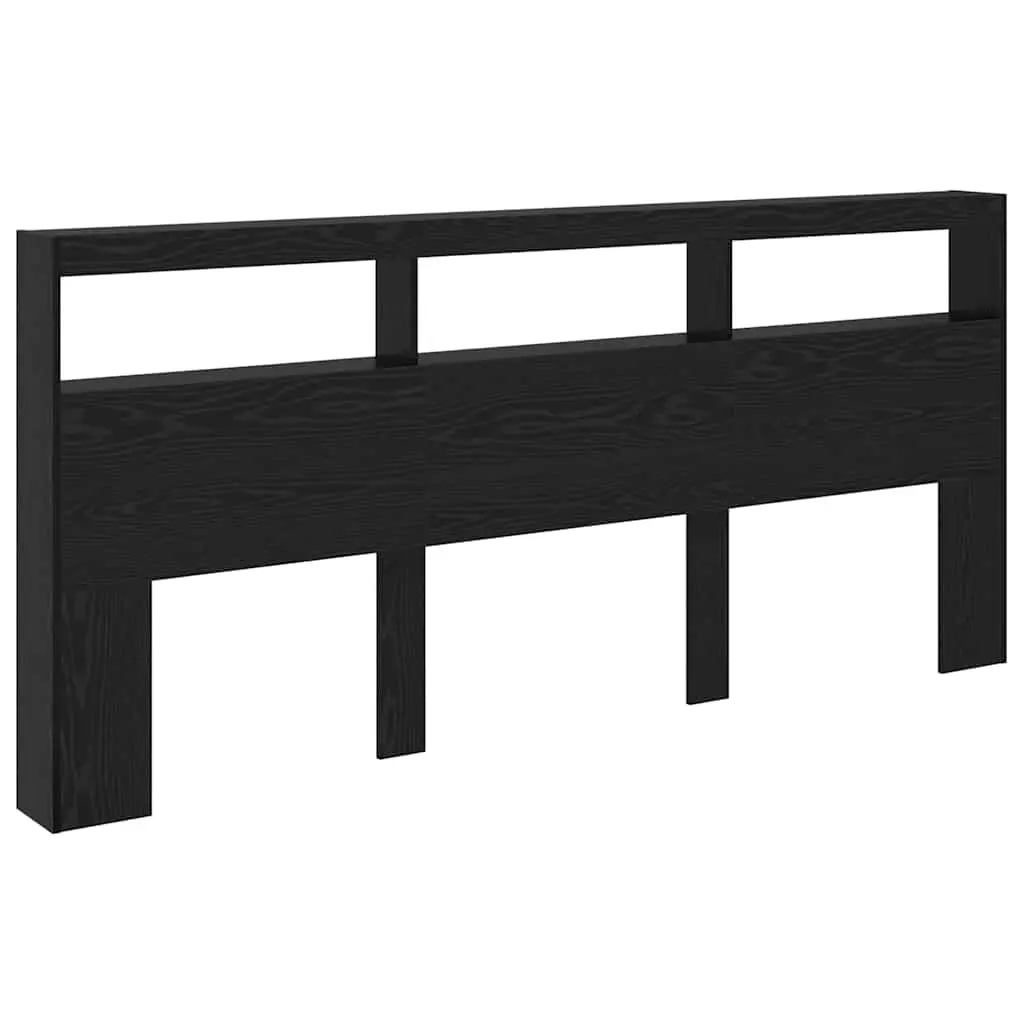 Black Oak Engineered Wood Headboard with LED Light