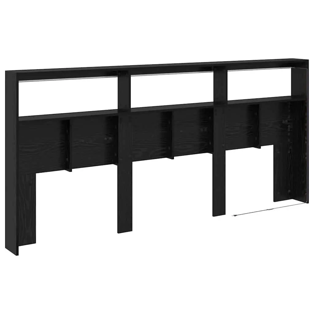 Black Oak Engineered Wood Headboard with LED Light