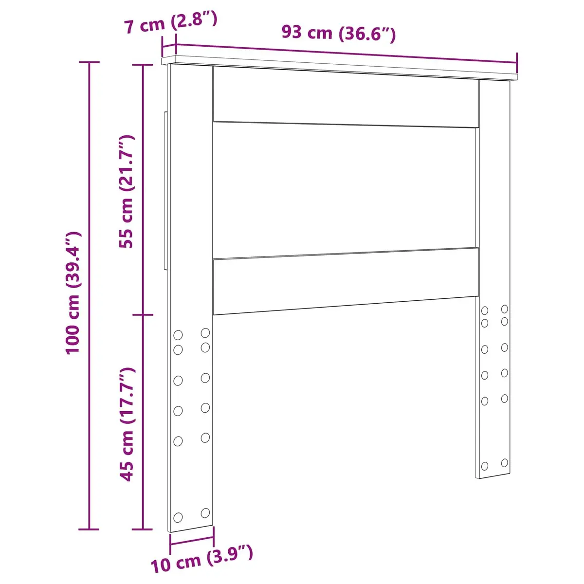 Headboard Modern White 90cm Engineered Wood Wall Mount