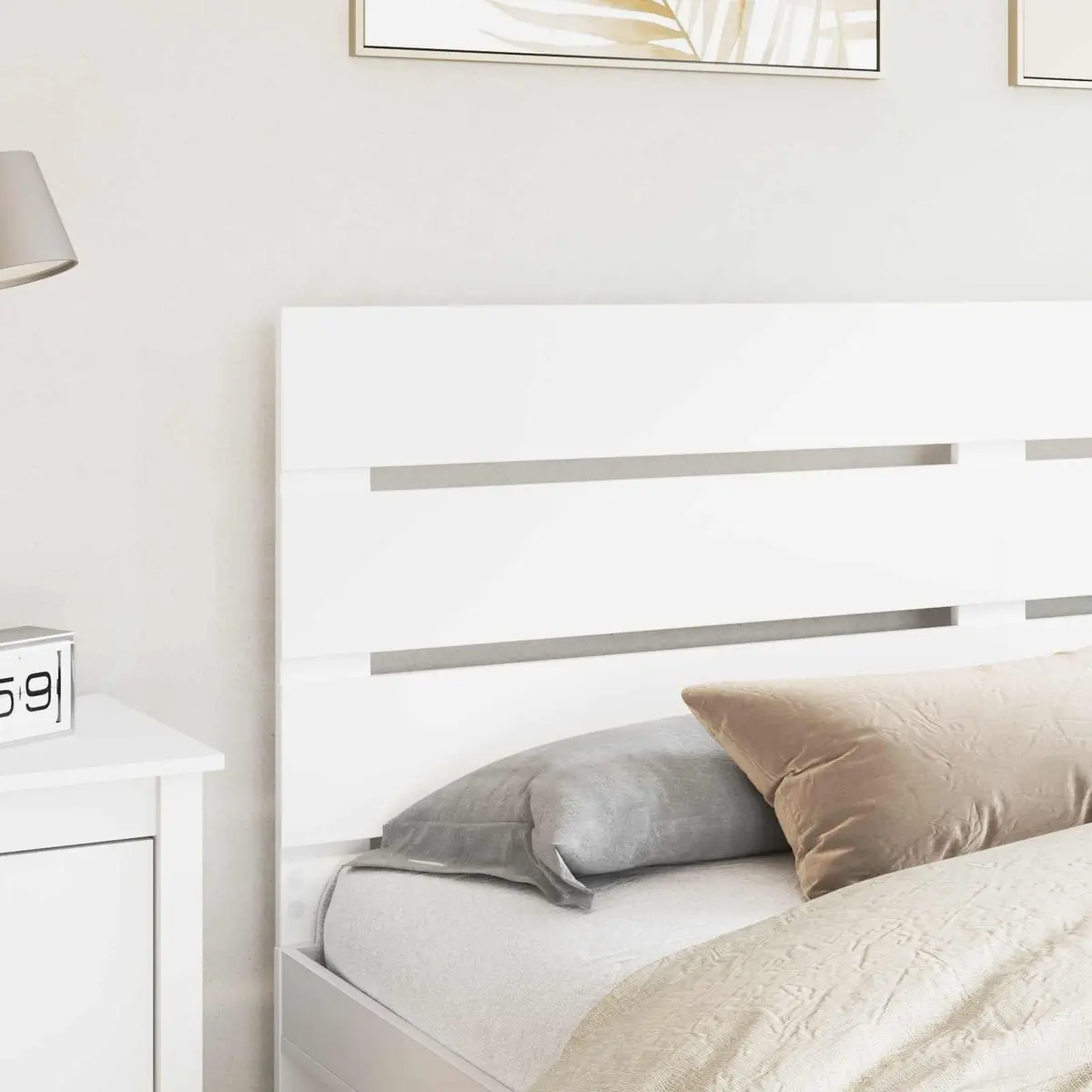 White Engineered Wood Headboard Modern Minimalist Design Bedroom Furniture