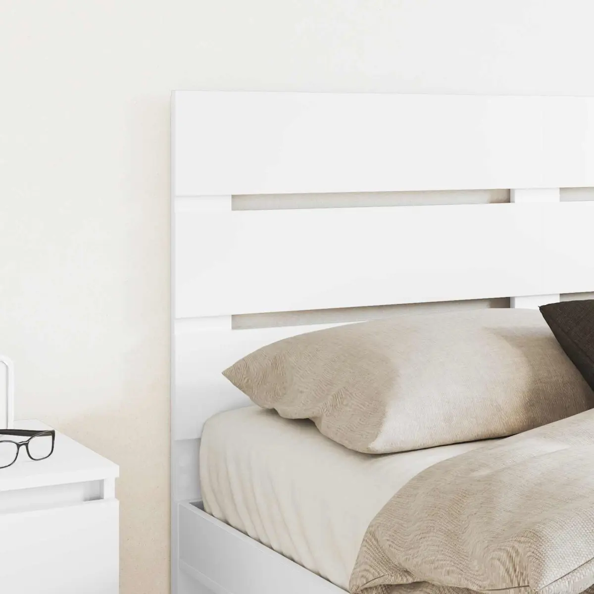 Rectangular Headboard Modern White Engineered Wood Minimalist Furniture for Bedroom