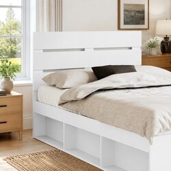Elegant White Engineered Wood Headboard for Cozy Bedrooms