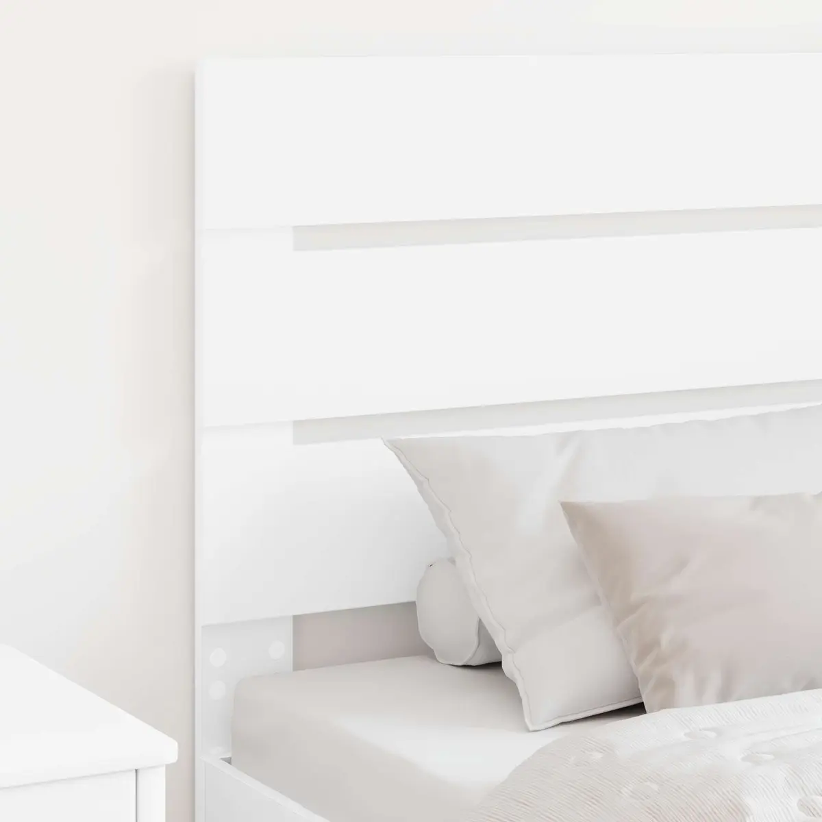 White Engineered Wood Headboard Modern Bedroom Furniture Rectangular Design