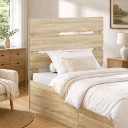 Modern Rectangular Headboard in Brown Sonoma Oak