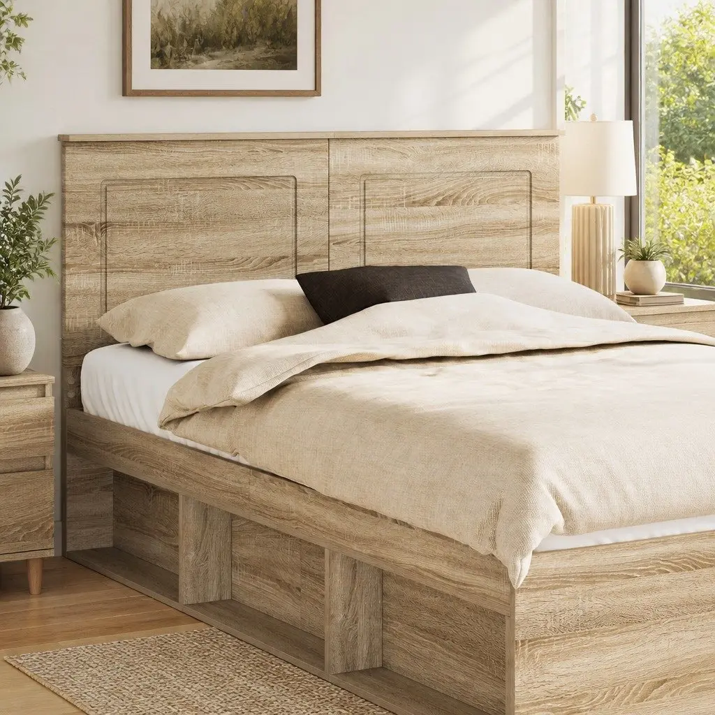 Headboard Wall-Mounted 100 cm Engineered Wood Brown