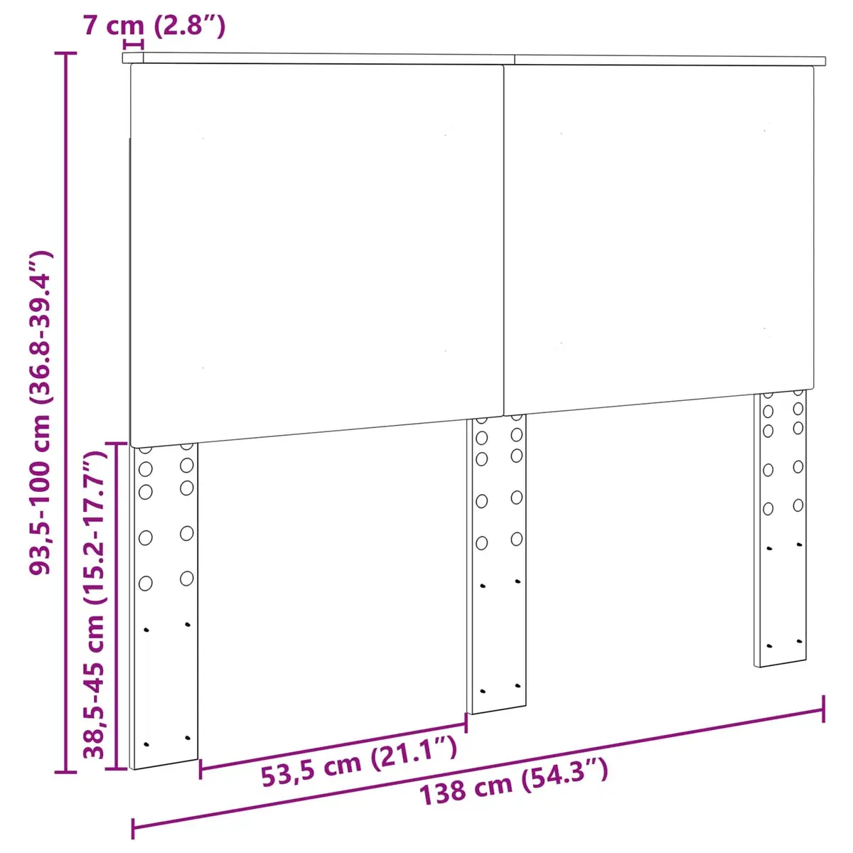 Brown Engineered Wood Adjustable Wall-Mounted Headboard