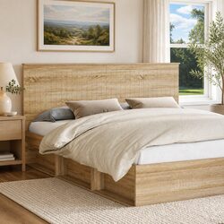 Modern Brown Engineered Wood Headboard 180cm