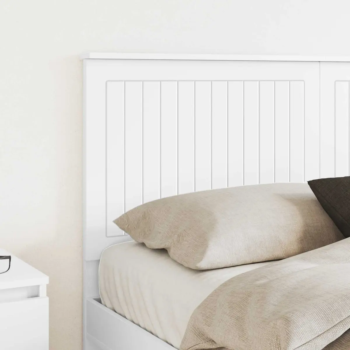 White Headboard Contemporary Minimalist 150cm Engineered Wood Bedroom Furniture