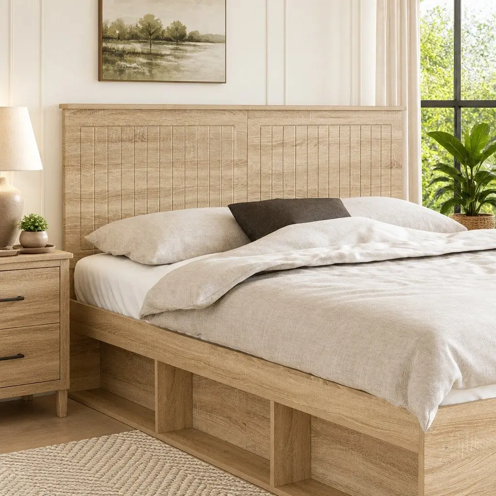 Brown Engineered Wood Headboard 150 cm Minimalist Style