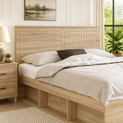 Brown Engineered Wood Headboard 150 cm Minimalist Style