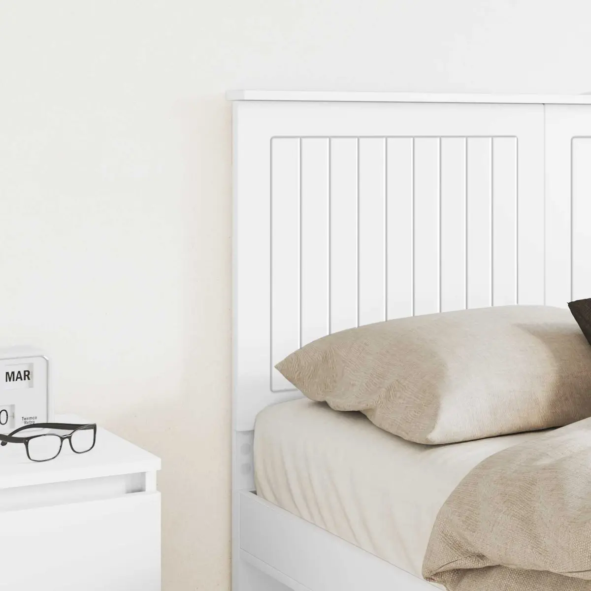 White Engineered Wood Headboard 135cm
