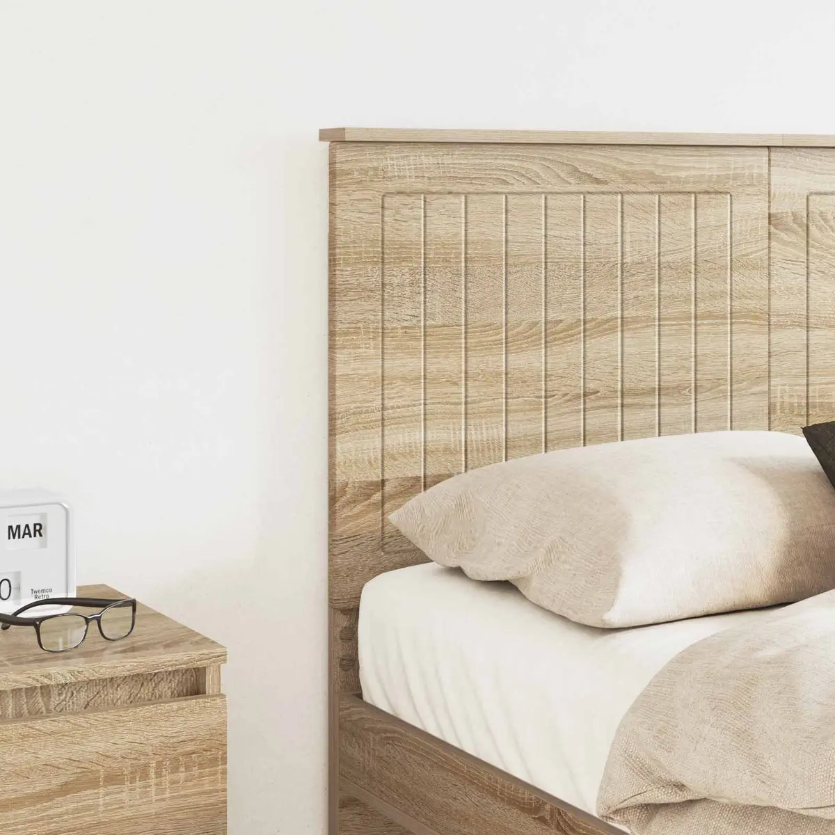 Minimalist 135 cm Brown Engineered Wood Headboard