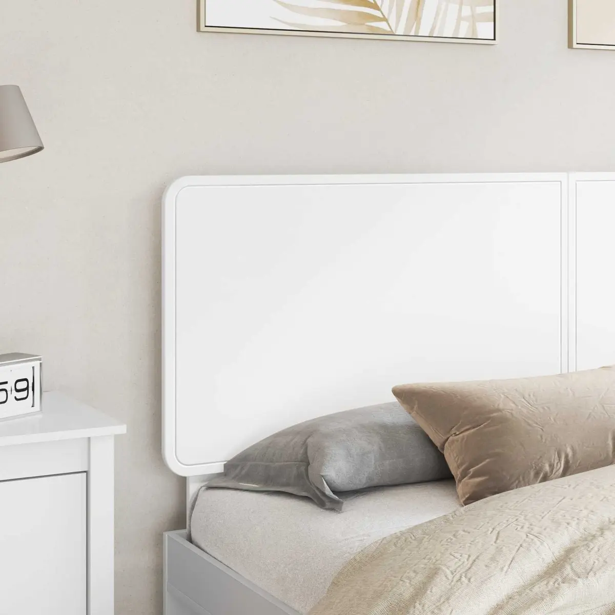 White Engineered Wood Headboard Modern Bedroom Furniture Rectangular Design