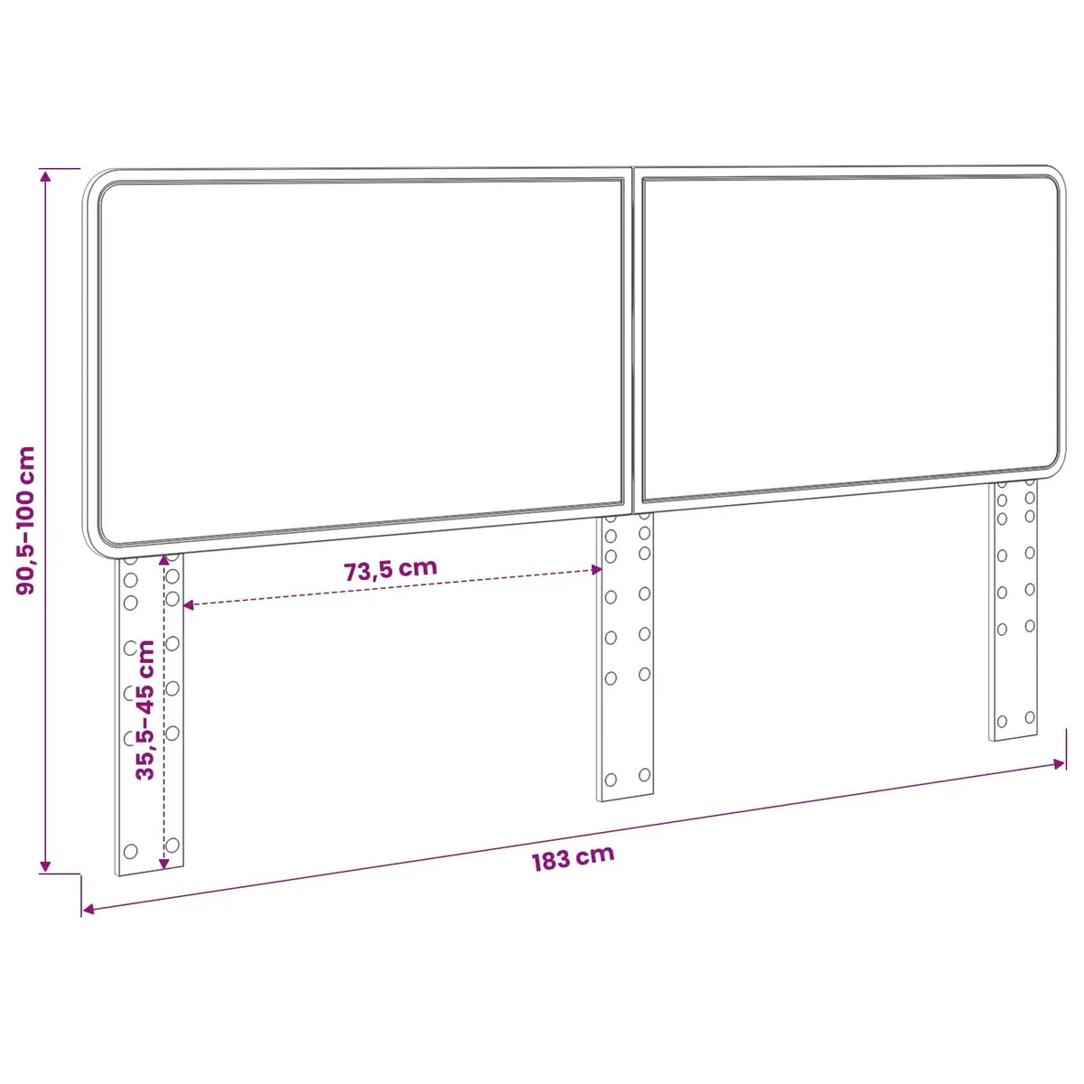 White Engineered Wood Headboard Modern Bedroom Furniture Rectangular Design