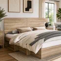 Modern Brown Engineered Wood Headboard for Bedrooms