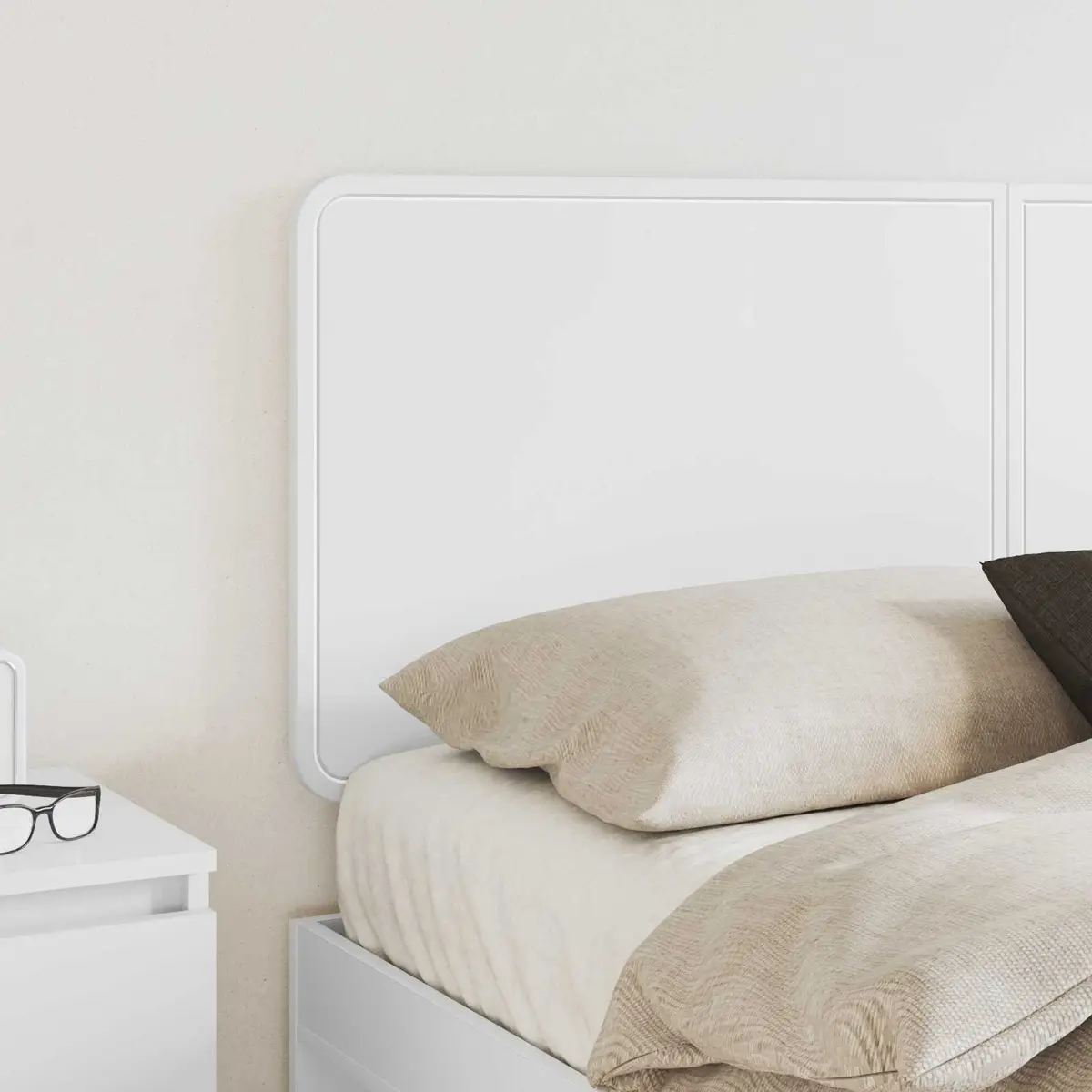 Rectangle White Engineered Wood Headboard