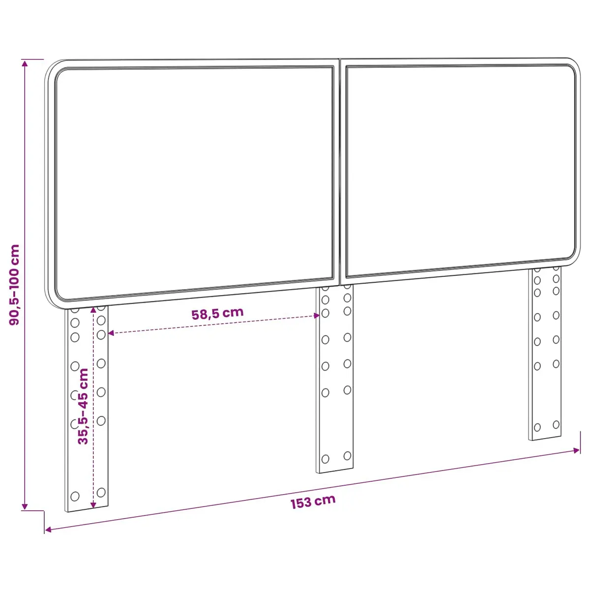Rectangle White Engineered Wood Headboard