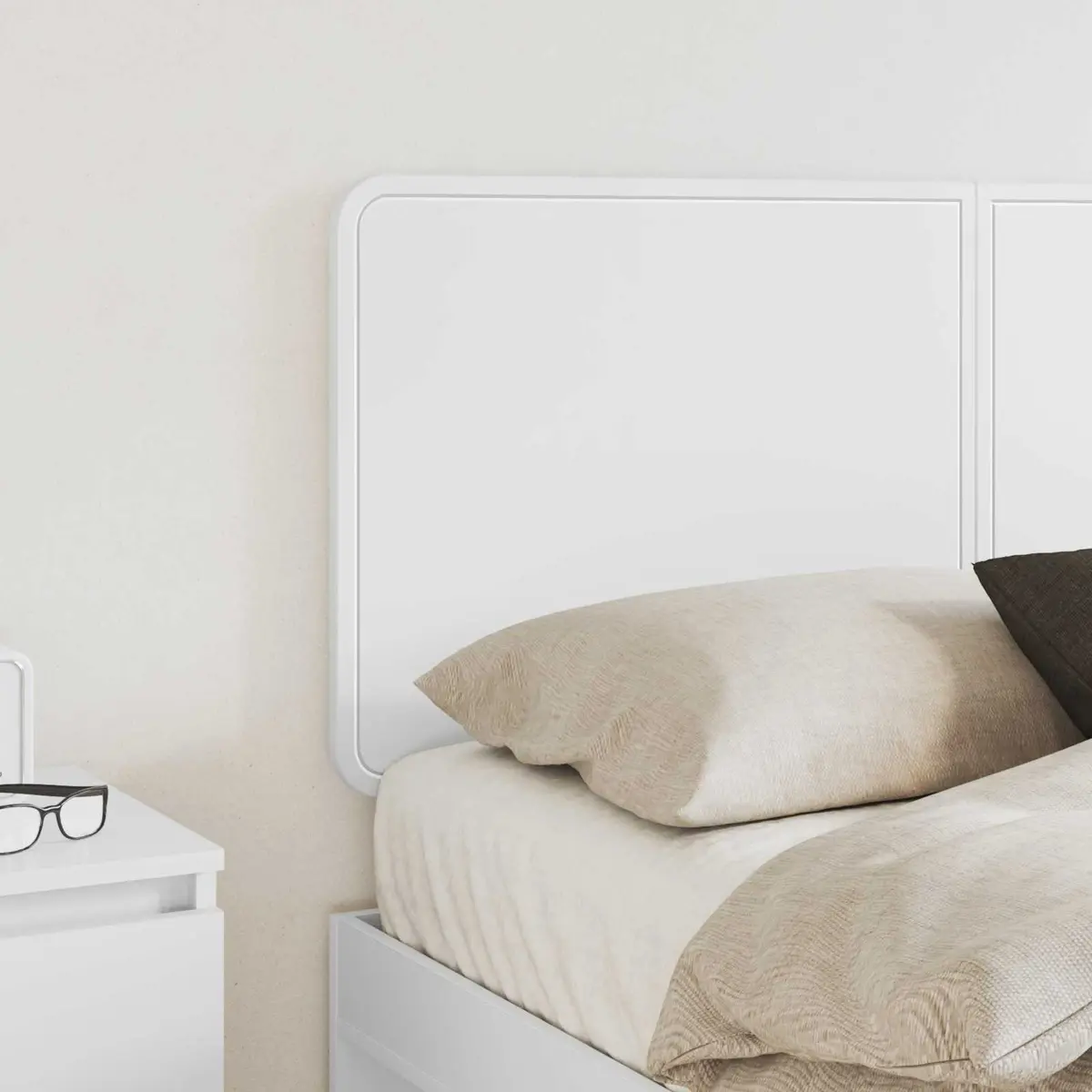 White Engineered Wood Headboard for Bedrooms