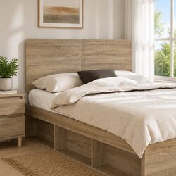 Modern Brown Rectangle Headboard in Engineered Wood
