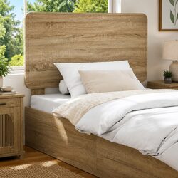 Brown Engineered Wood Rectangle Headboard for Bedrooms