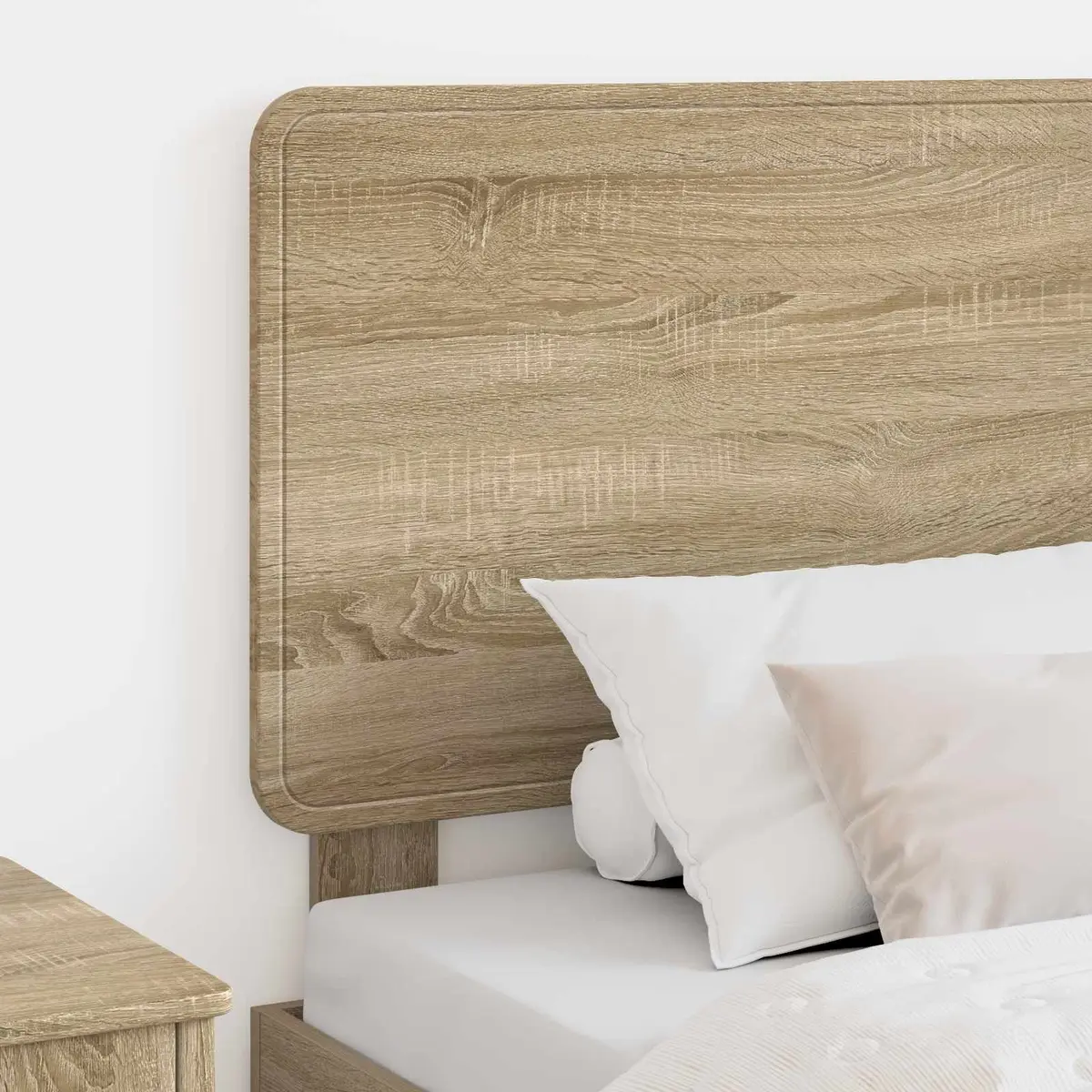 Headboard Modern Rectangle Brown Engineered Wood