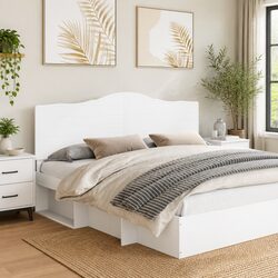 Minimalist White Engineered Wood Headboard for Bedrooms