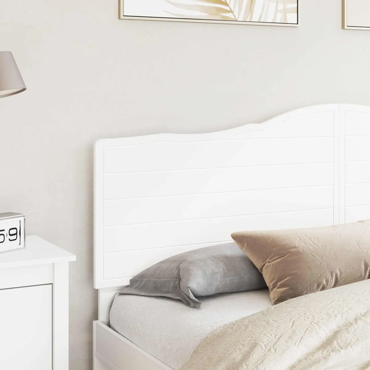 Headboard White Modern Minimalist Wall Mounted Engineered Wood