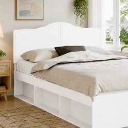 Modern White Engineered Wood Headboard for Bedrooms