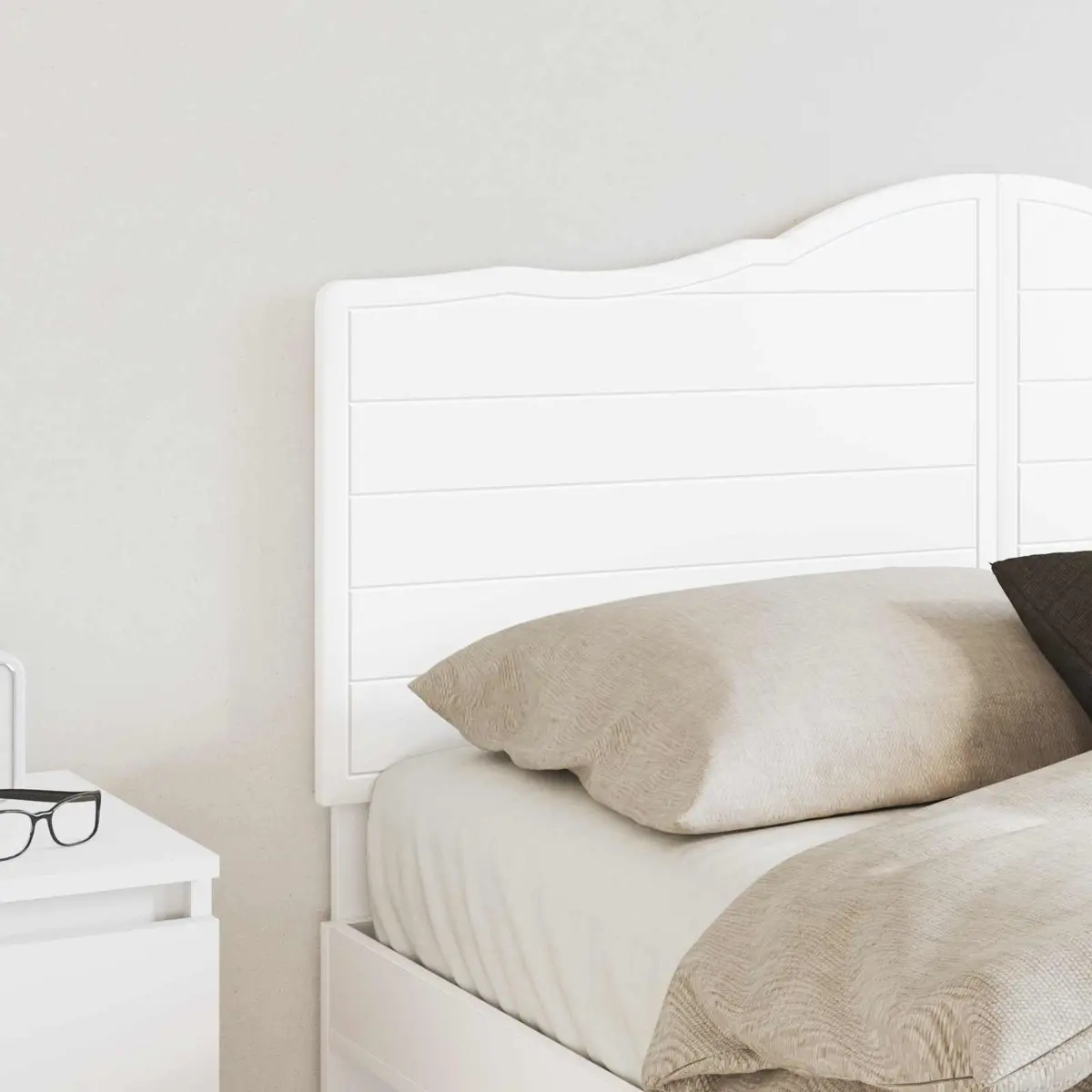White Engineered Wood Headboard for Bedrooms