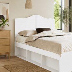 Minimalist White Engineered Wood Headboard for Bedrooms